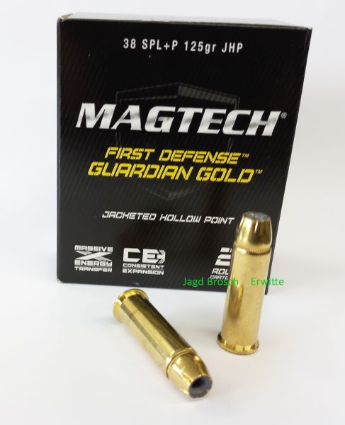 Magtech Patronen .38 Special+P Guardian Gold JHP 8,1g/125grs., 20 Stck. , EWB